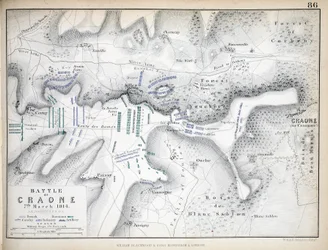 Karte der Schlacht von Craone, veröffentlicht von William Blackwood und Sons, Edinburgh und London, 1848